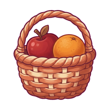 Fruit basket with apple and orange
