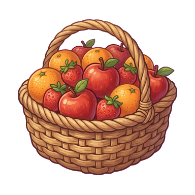Large overflowing fruit basket